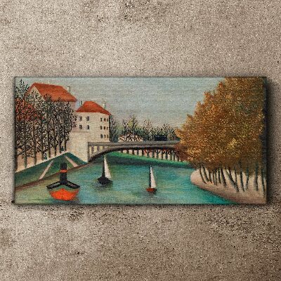 Tableau imprimé sur toile Un paysage paisible avec des bateaux