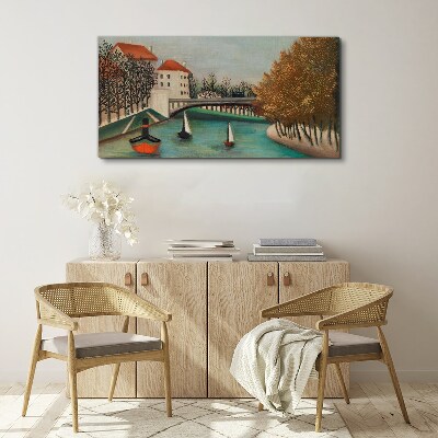 Tableau imprimé sur toile Un paysage paisible avec des bateaux