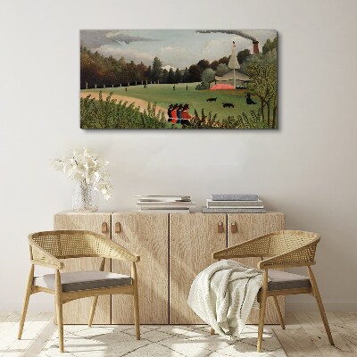 Tableau imprimé sur toile Paysage vert avec des personnages