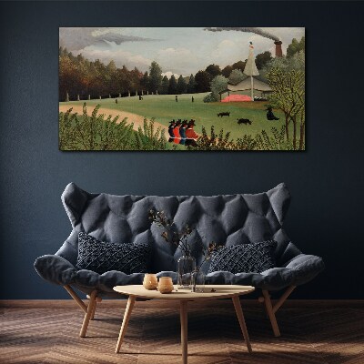 Tableau imprimé sur toile Paysage vert avec des personnages