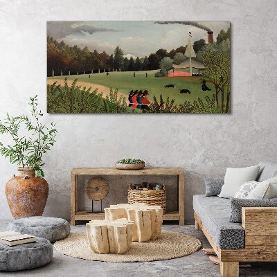 Tableau imprimé sur toile Paysage vert avec des personnages