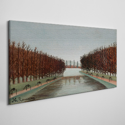 Tableau sur toile Paysage d'hiver avec une rivière