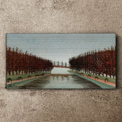 Tableau sur toile Paysage d'hiver avec une rivière