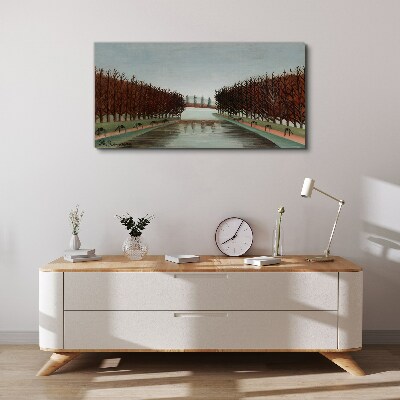 Tableau sur toile Paysage d'hiver avec une rivière