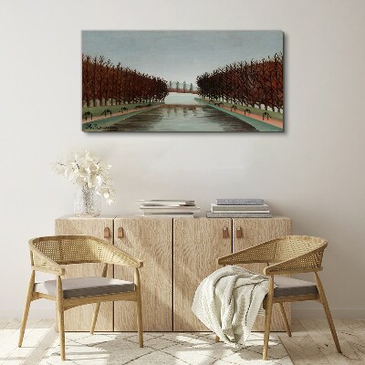 Tableau sur toile Paysage d'hiver avec une rivière