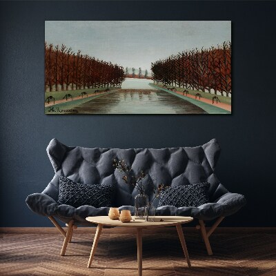 Tableau sur toile Paysage d'hiver avec une rivière
