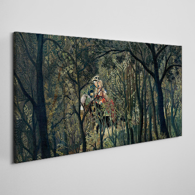 Tableau toile imprimée Cavalier mystérieux dans la forêt