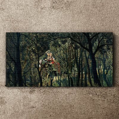 Tableau toile imprimée Cavalier mystérieux dans la forêt