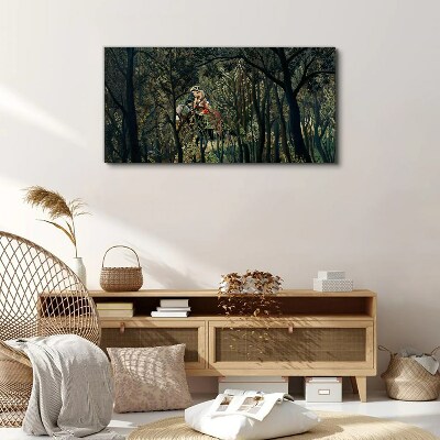 Tableau toile imprimée Cavalier mystérieux dans la forêt