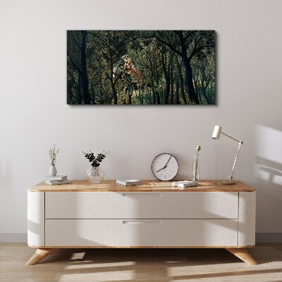 Tableau toile imprimée Cavalier mystérieux dans la forêt