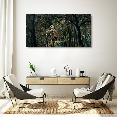 Tableau toile imprimée Cavalier mystérieux dans la forêt