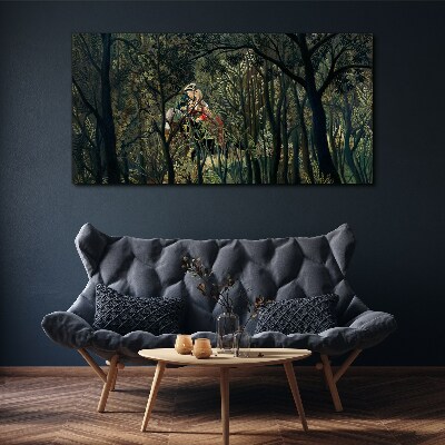 Tableau toile imprimée Cavalier mystérieux dans la forêt