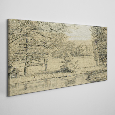 Tableau toile imprimée Un paysage paisible au bord de la rivière