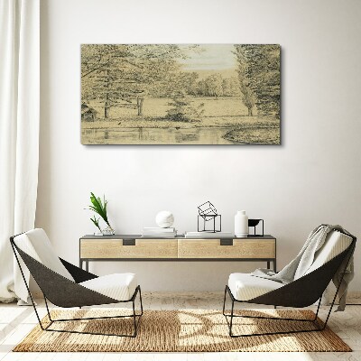 Tableau toile imprimée Un paysage paisible au bord de la rivière