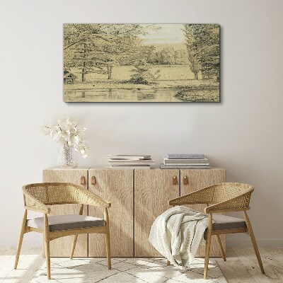 Tableau toile imprimée Un paysage paisible au bord de la rivière