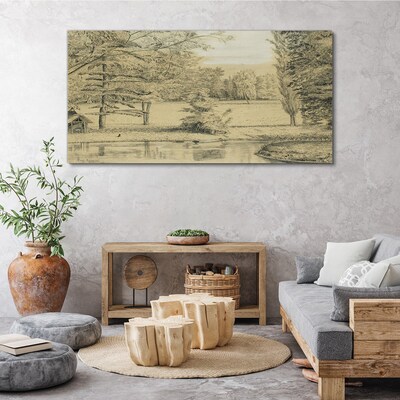Tableau toile imprimée Un paysage paisible au bord de la rivière