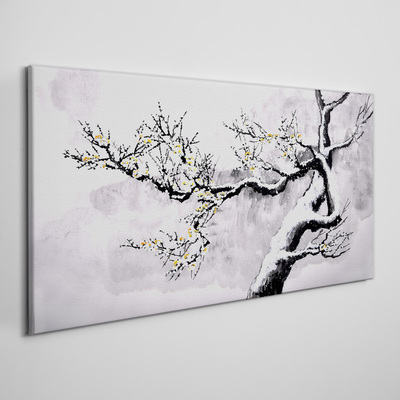 Tableau toile imprimée Une branche fleurie aux tons monochromes