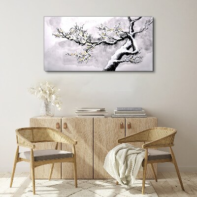 Tableau toile imprimée Une branche fleurie aux tons monochromes