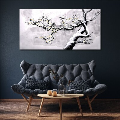 Tableau toile imprimée Une branche fleurie aux tons monochromes