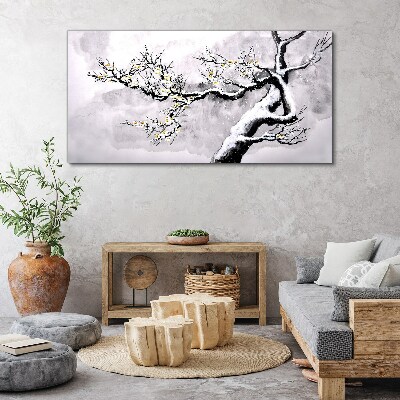 Tableau toile imprimée Une branche fleurie aux tons monochromes