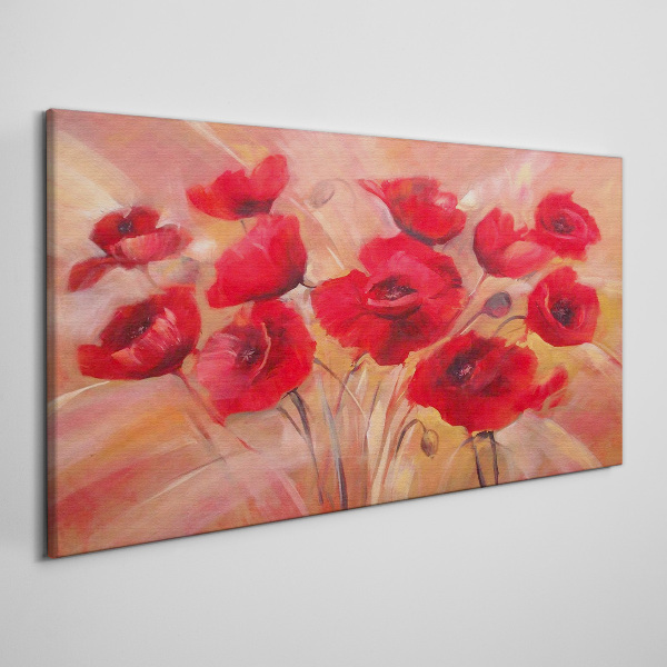 Tableau sur toile Coquelicots rouges dans une composition pastel