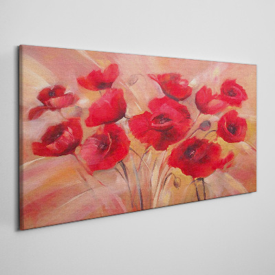Tableau sur toile Coquelicots rouges dans une composition pastel