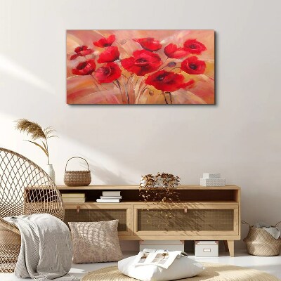 Tableau sur toile Coquelicots rouges dans une composition pastel