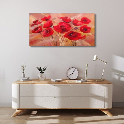 Tableau sur toile Coquelicots rouges dans une composition pastel