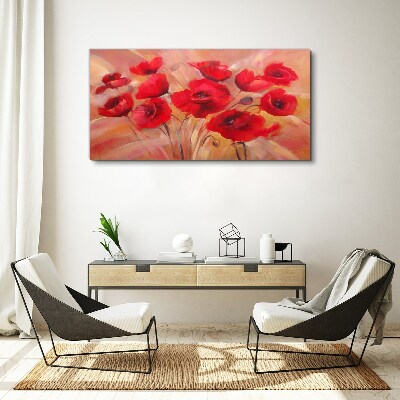 Tableau sur toile Coquelicots rouges dans une composition pastel