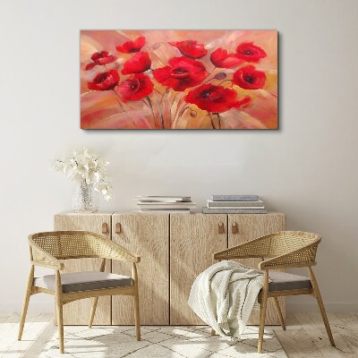 Tableau sur toile Coquelicots rouges dans une composition pastel
