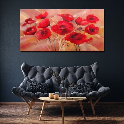 Tableau sur toile Coquelicots rouges dans une composition pastel