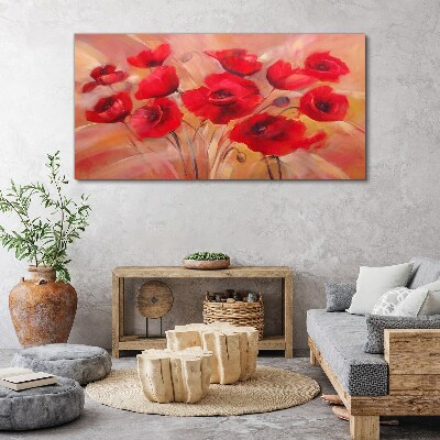 Tableau sur toile Coquelicots rouges dans une composition pastel