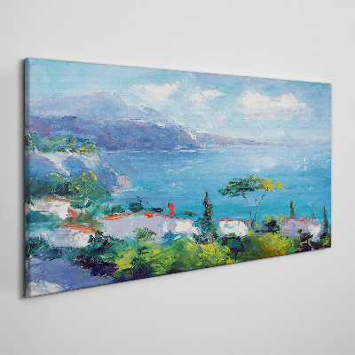 Tableau imprimé sur toile Paysage marin en bleu