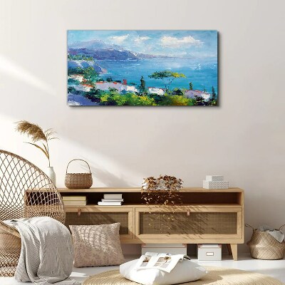 Tableau imprimé sur toile Paysage marin en bleu