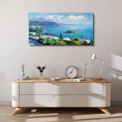 Tableau imprimé sur toile Paysage marin en bleu