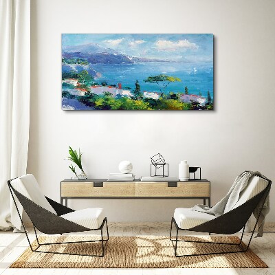 Tableau imprimé sur toile Paysage marin en bleu