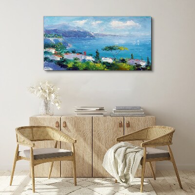 Tableau imprimé sur toile Paysage marin en bleu