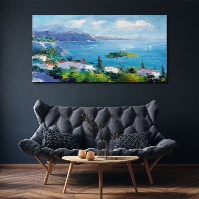 Tableau imprimé sur toile Paysage marin en bleu