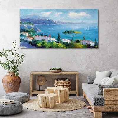 Tableau imprimé sur toile Paysage marin en bleu