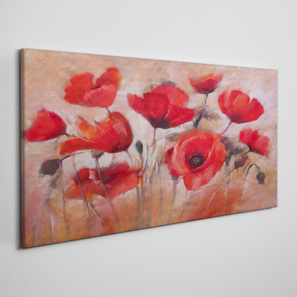 Tableau toile imprimée Coquelicots rouges sur fond pastel