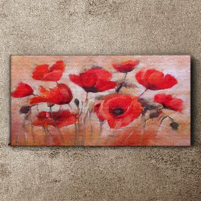 Tableau toile imprimée Coquelicots rouges sur fond pastel