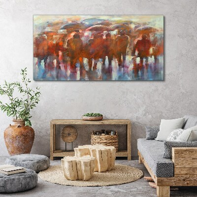 Tableau imprimé sur toile Scène pluvieuse avec parapluies