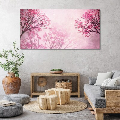 Tableau sur toile Fleurs roses dans l'aura printanière