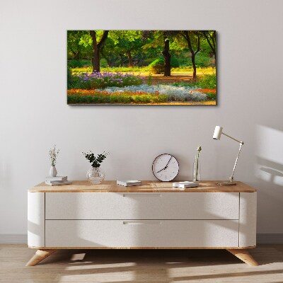 Tableau imprimé sur toile Un paradis de fleurs dans un jardin ensoleillé