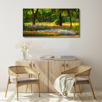 Tableau imprimé sur toile Un paradis de fleurs dans un jardin ensoleillé