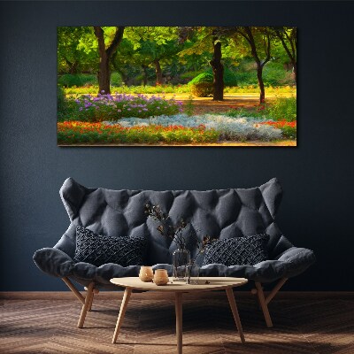Tableau imprimé sur toile Un paradis de fleurs dans un jardin ensoleillé