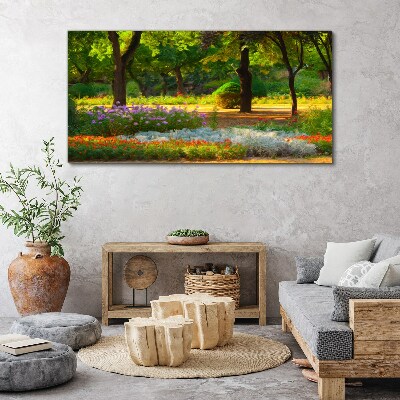 Tableau imprimé sur toile Un paradis de fleurs dans un jardin ensoleillé