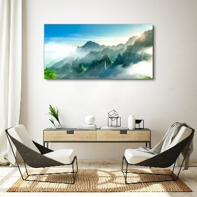 Tableau imprimé sur toile Paysage de montagne par un matin brumeux