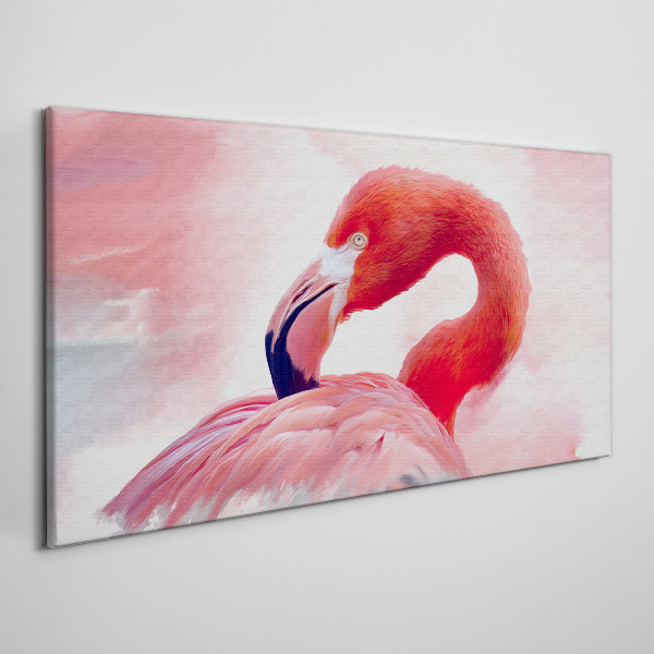 Tableau sur toile Flamant rose aux couleurs pastel