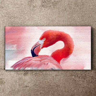 Tableau sur toile Flamant rose aux couleurs pastel